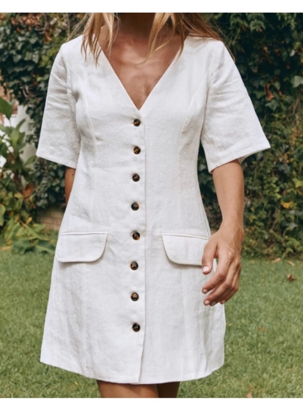 VRG Grace linen white mini dress size 12